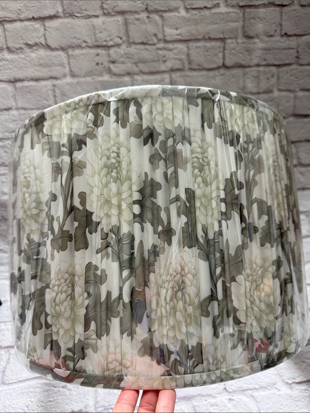 Floral side lamp shade white green NEW